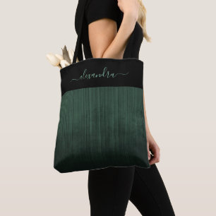 Tote Bag Black Dark Green rayé à l'ombre élégante perso