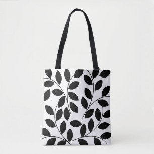 Tote Bag Black Feuille moderne Tropical