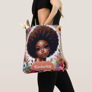 Tote Bag Black girl Africaine Américaine avec Afro