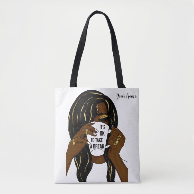 Tote Bag Black Girl Afro Américaine Femme InspirationnelleC (Devant)