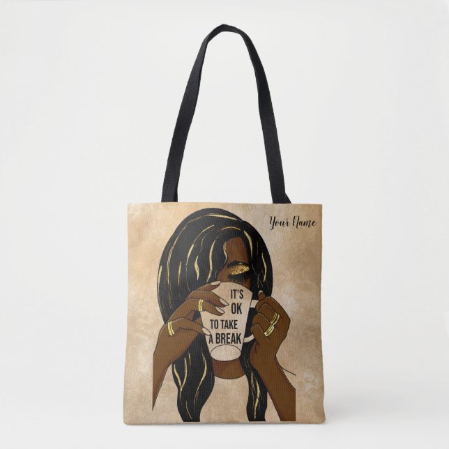 Tote Bag Black Girl Afro Américaine Femme InspirationnelleC (Devant)