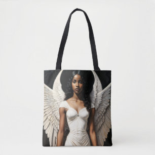 Tote Bag Black Girl Angel Angelcore Art