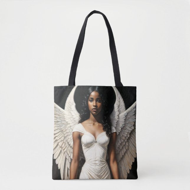 Tote Bag Black Girl Angel Angelcore Art (Devant)