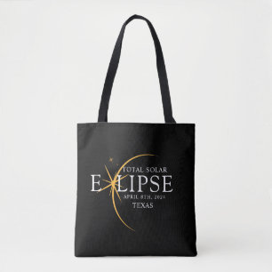Tote Bag Black & Gold 2024 Texas Total Solar Eclipse