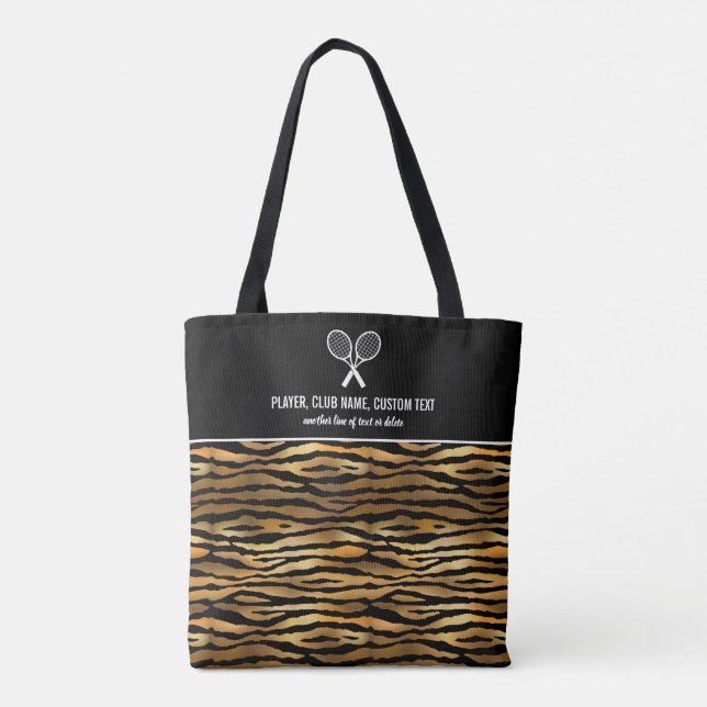 Tote Bag Black Gold Tiger Imprimer Raquettes de tennis pers (Dos)