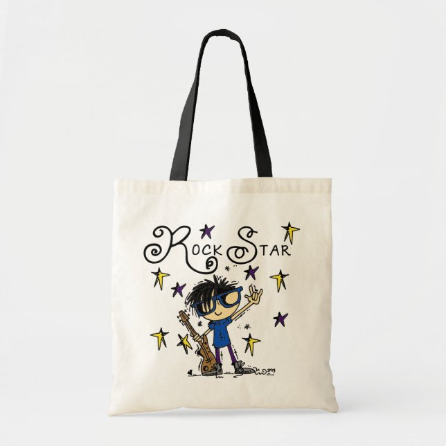 Tote Bag Black Hair Boy Rock Star (Devant)