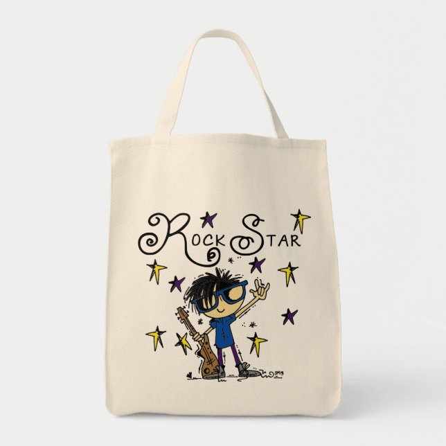 Tote Bag Black Hair Boy Rock Star (Devant)