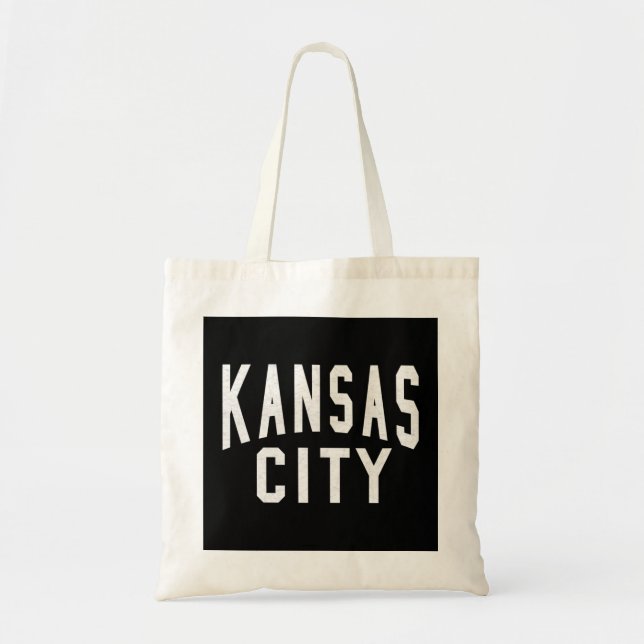 Tote Bag Black KC Kansas City Black et White Retro Basic Vi (Devant)