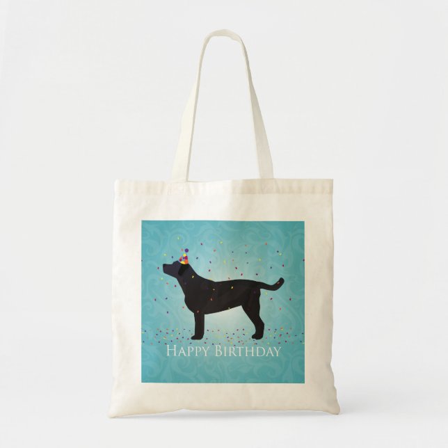 Tote Bag Black Lab Joyeux Design d'anniversaire (Devant)