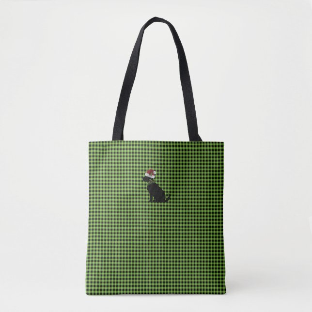 Tote Bag Black Lab Silhouette Noël En vichy Festive (Devant)