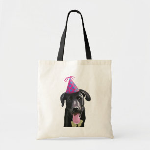 Tote Bag Black Labrador Avec Casquette de fête