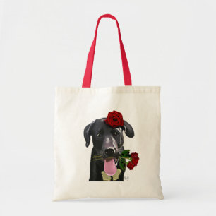 Tote Bag Black Labrador avec Roses 2
