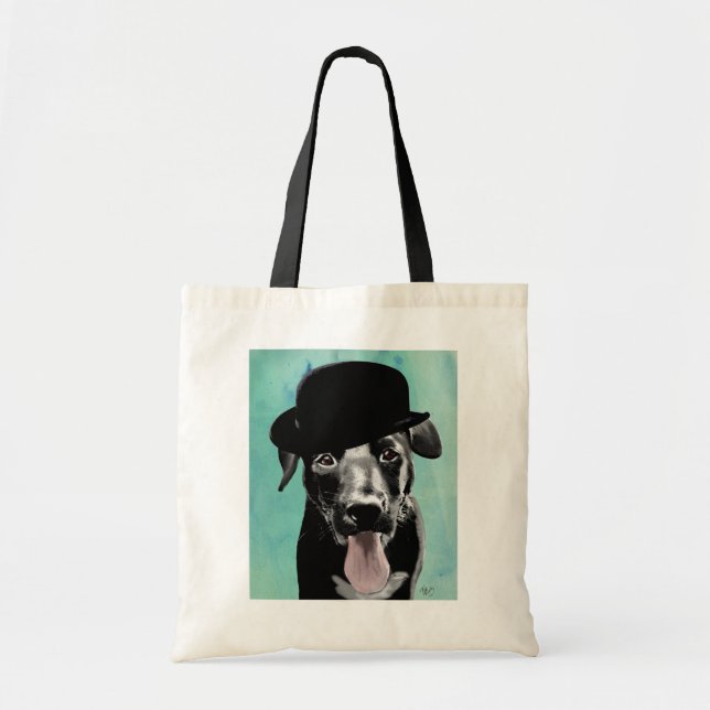 Tote Bag Black Labrador dans le Casquette Bowler (Devant)