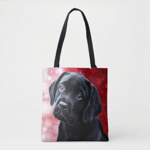 Tote Bag Black Labrador Puppy Cute Labrador Retriever