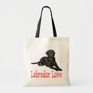 Tote Bag Black Labrador Retriever Puppy Dog Log