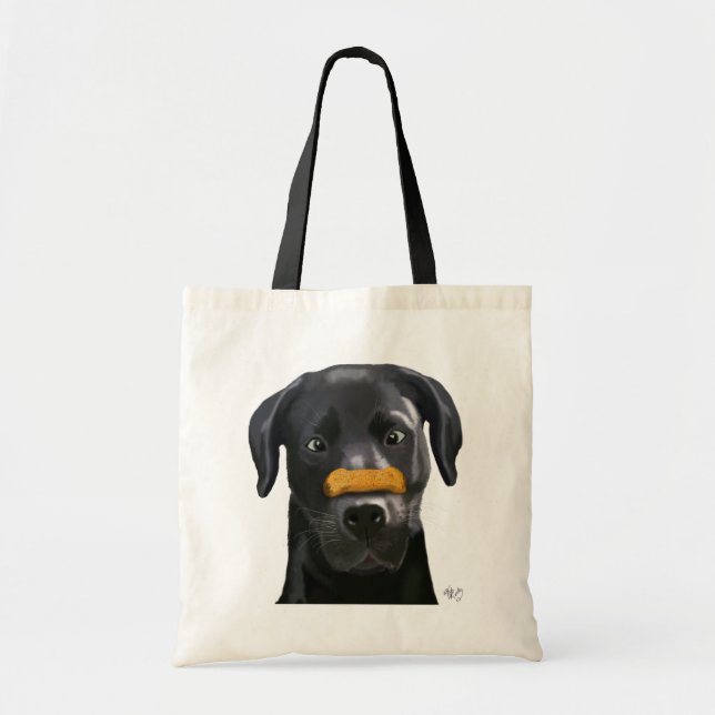 Tote Bag Black Labrador With Bone on Nose 2 (Devant)
