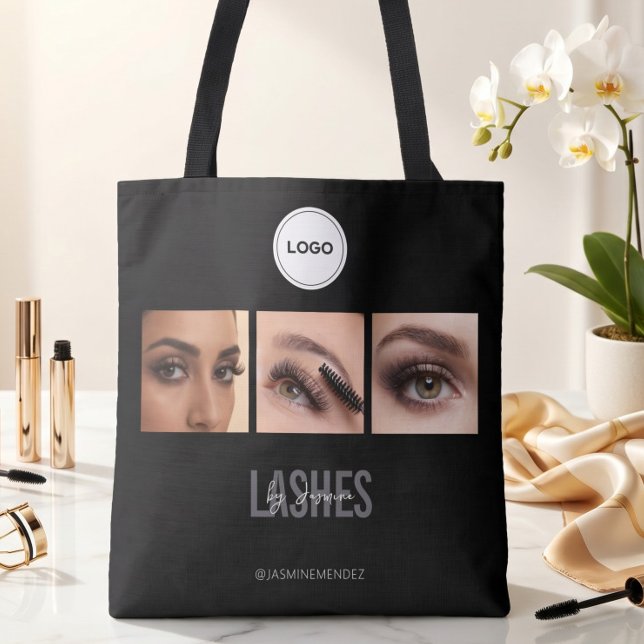 Tote Bag Black Lashes Studio Photo Collage Élégant Logo (Créateur téléchargé)