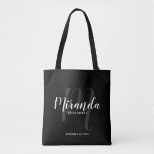 Tote Bag Black Modern Script, Épouse personnalisée
