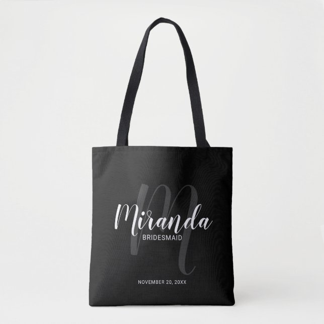 Tote Bag Black Modern Script, Épouse personnalisée (Devant)