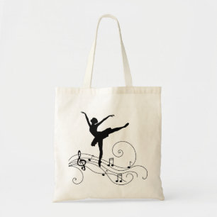Tote Bag Black Music Notes et Ballerina