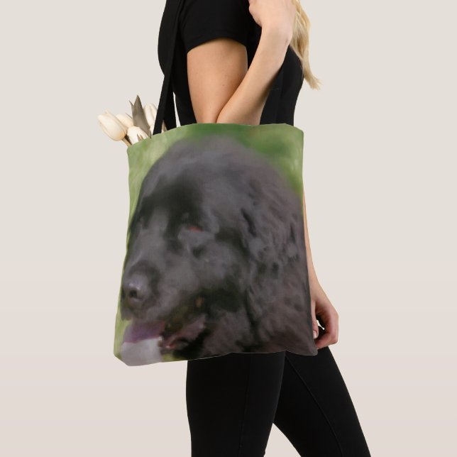 Tote Bag Black Newfoundland Dog Art (De près)