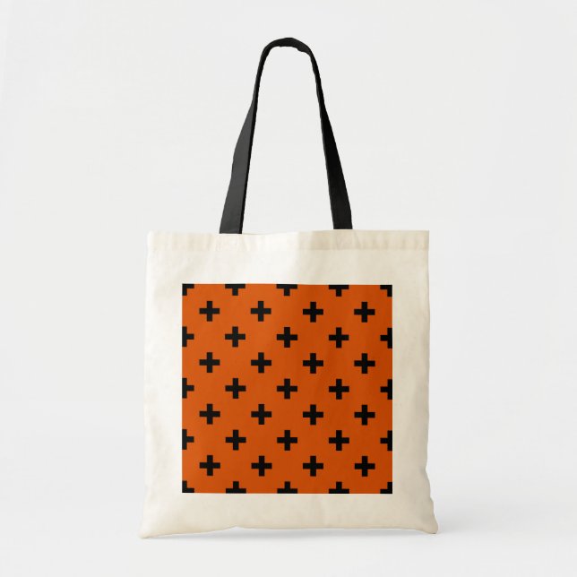 Tote Bag Black polka crosses on orange (Devant)