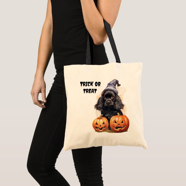 Tote Bag Black Puppy Jack oLantern Enfants Halloween (Devant (produit))
