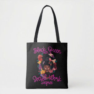Tote Bag Black Queen Travailleuse sociale Diplôme de travai