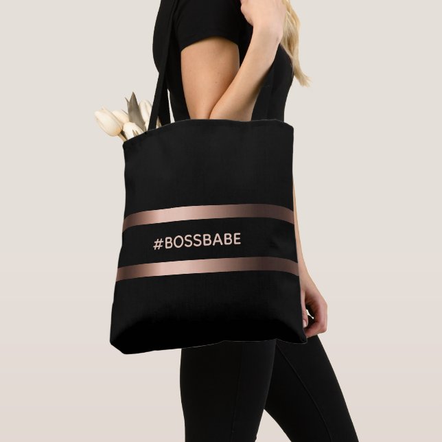 Tote Bag Black rose or bossbabe motivation (De près)