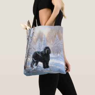 Tote Bag Black Russian Terrier Laisser neiger Noël