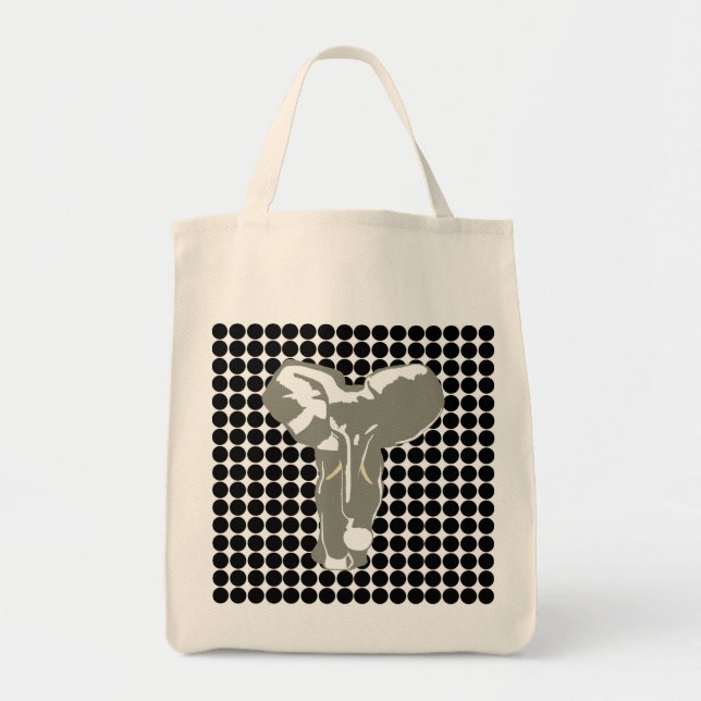 Tote Bag Black Safari point avec Pop Art Elephant (Devant)