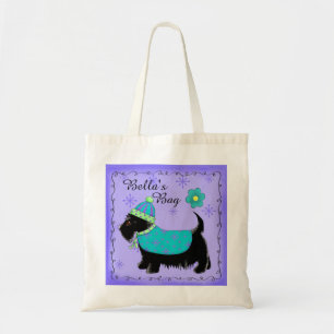 Tote Bag Black Scottie Terrier Chien Personalisé Purple