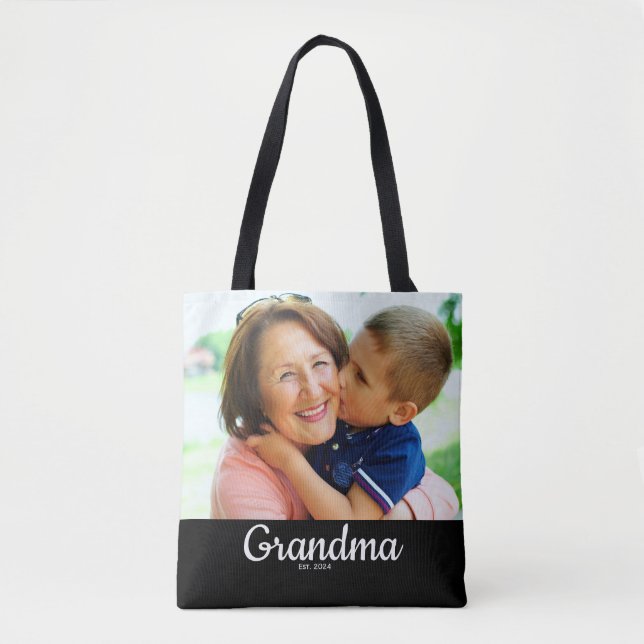 Tote Bag Black Script Established Grandma  (Devant)