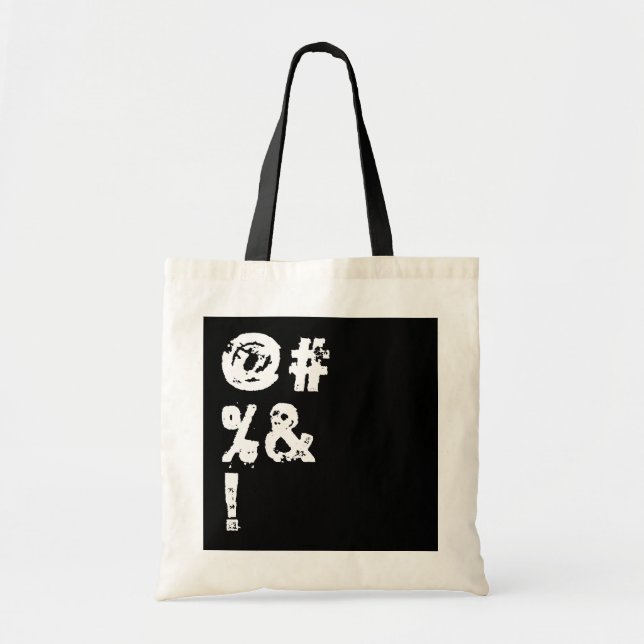 Tote Bag Black Simple EXPLETIVES PORTER des lettres drôles (Devant)