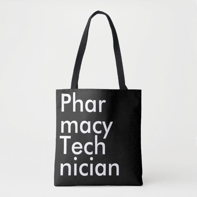 Tote Bag Black Square Pharmacy Technician elegant (Devant)