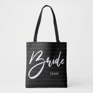 Tote Bag Black Stripes Chic Bride Fourre-tout Blanc Imprime