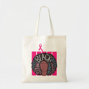 Tote Bag Black Teacher Breast Cancer Awareness Afro Woman W