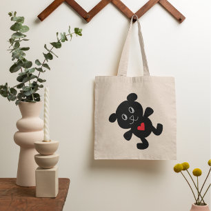 Tote Bag Black Teddy Bear Love