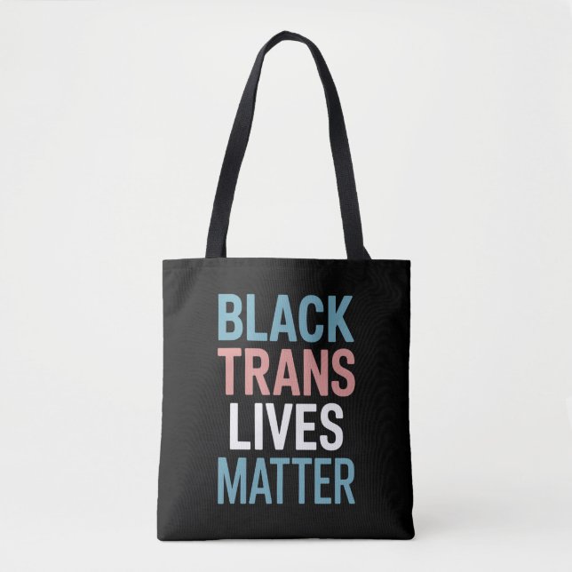 Tote Bag Black Trans LGBTQ Support Vit Matière Transgenre (Devant)