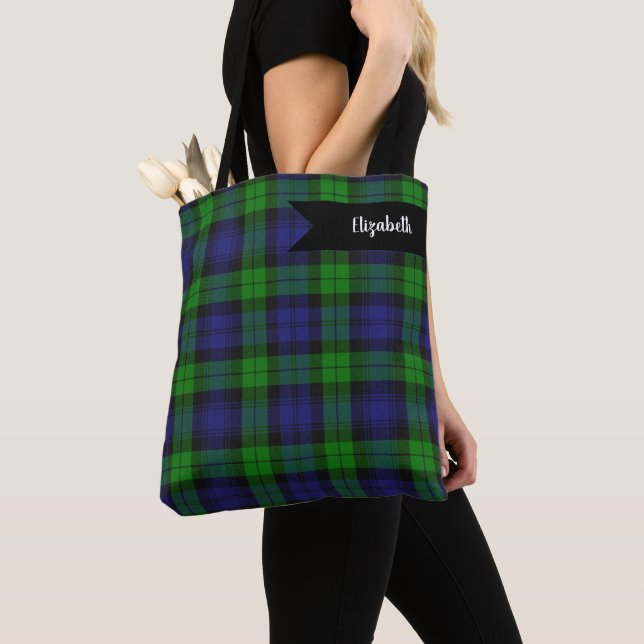 Tote Bag Black Watch Tartan Plaid Scottish Motif (De près)