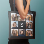 Tote Bag Black White 8 Photo Collage personnalisé Monogramm<br><div class="desc">Vous pouvez utiliser n'importe quelle photo pour cette conception. Utilisez 8 photos carrés pour créer un cadeau unique et personnel. Ou vous pouvez garder le chiot hipster et faire un gardien branché. Si vous avez besoin d'ajuster les images,  cliquez sur l'outil personnaliser pour apporter des modifications.</div>