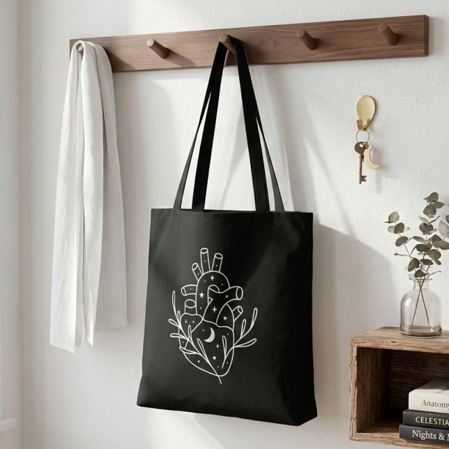 Tote Bag Black White Heart Esthétique Shopping (Créateur téléchargé)