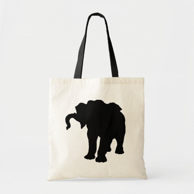 Tote Bag Black & White Pop Art Baby Elephant (Devant)