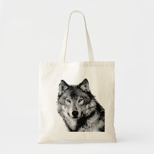 Tote Bag Black & White Wolf (Devant)