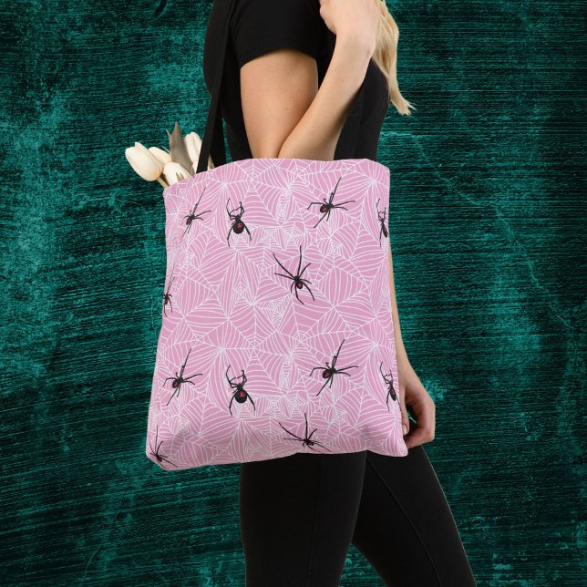 Tote Bag Black Widow Spider Webs Pastel Pink Costume (Créateur téléchargé)