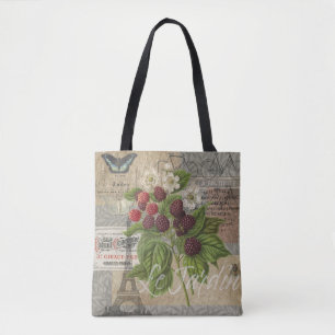 Tote Bag Blackberries Floral Garden Flower Papillon Art