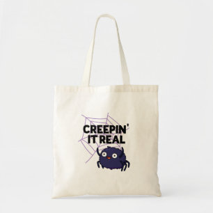 Tote Bag Blague drôle d'araignée Halloween Creepin It Real