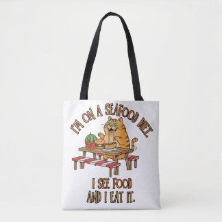 Tote Bag Blague sur le régime de fruits de mer – Chat affam