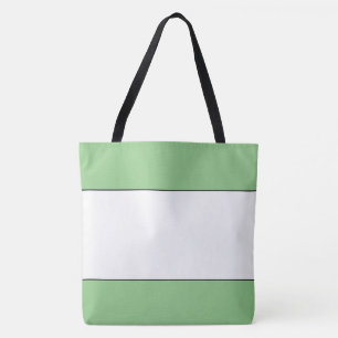 Tote Bag Blanc Chic Larges Rayures Vert Clair Bordure Conto
