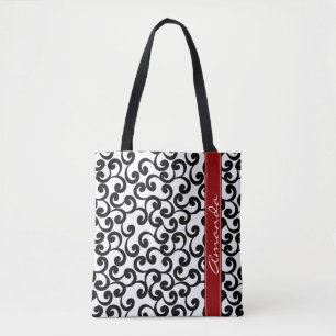 Tote Bag Blanc et copie décorée d'un monogramme d'éléme